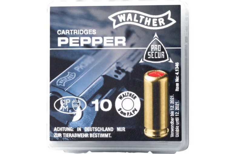 Walther Pfeffer-Gas Patronen cal. 9 mm P.A.PV. - 10 Schuss -