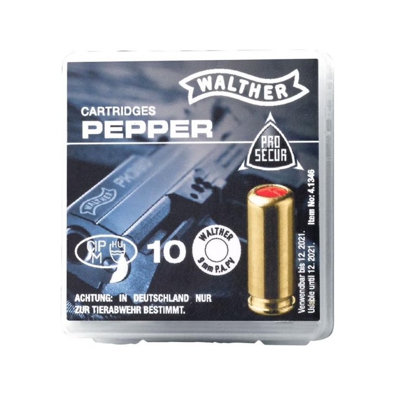 Walther Pfeffer-Gas Patronen cal. 9 mm P.A.PV. - 10 Schuss -