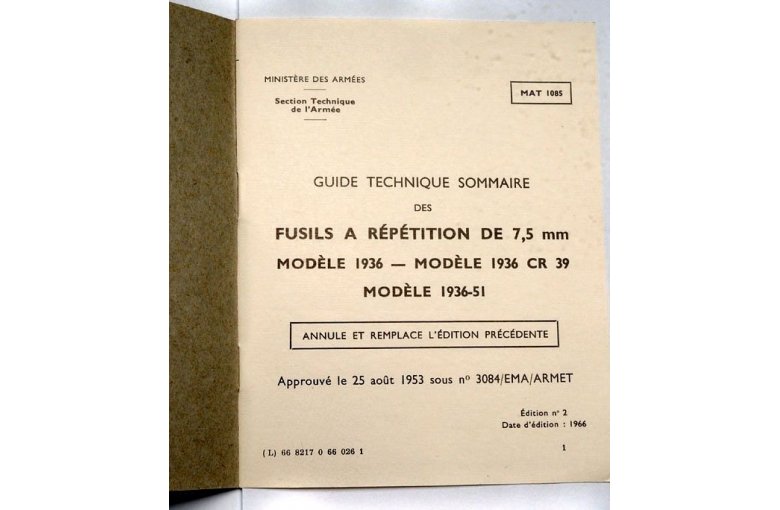 Originalbeschreibung MAS 36 aus 7. ZUBEHÖR bei Waffen HEGE